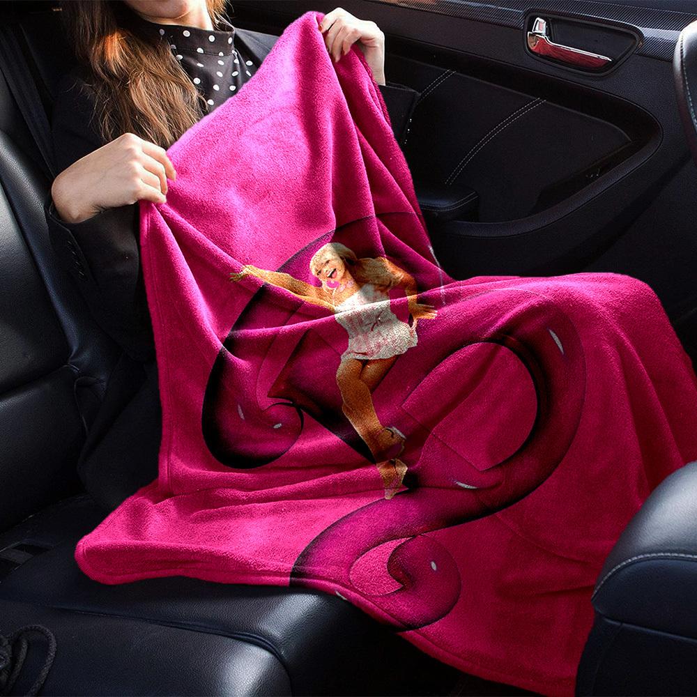 1pc pink girl Flannel Blanket Soft Warm Throw for Home, Office, Travel, All-Season Cozy Bedding GiftL1199