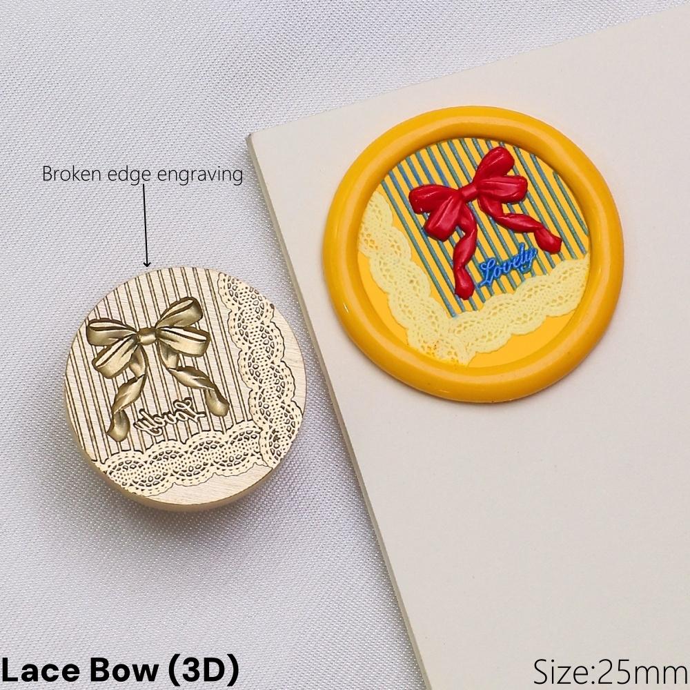 Custom Bow Wax Seal Stamp Solid Brass Head 3D Ribbon Embossed for Wedding Invitations Sealing Wax DIY Scrapbook