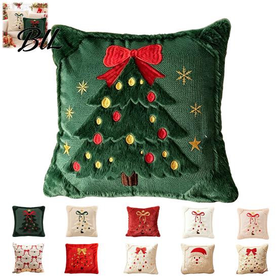 Decorative Throw Pillows for Couch Christmas Plush Pillowcase, 3D Embroidered Design Soft Pillow Holiday Living Room Decor Cover, Cushion Cover