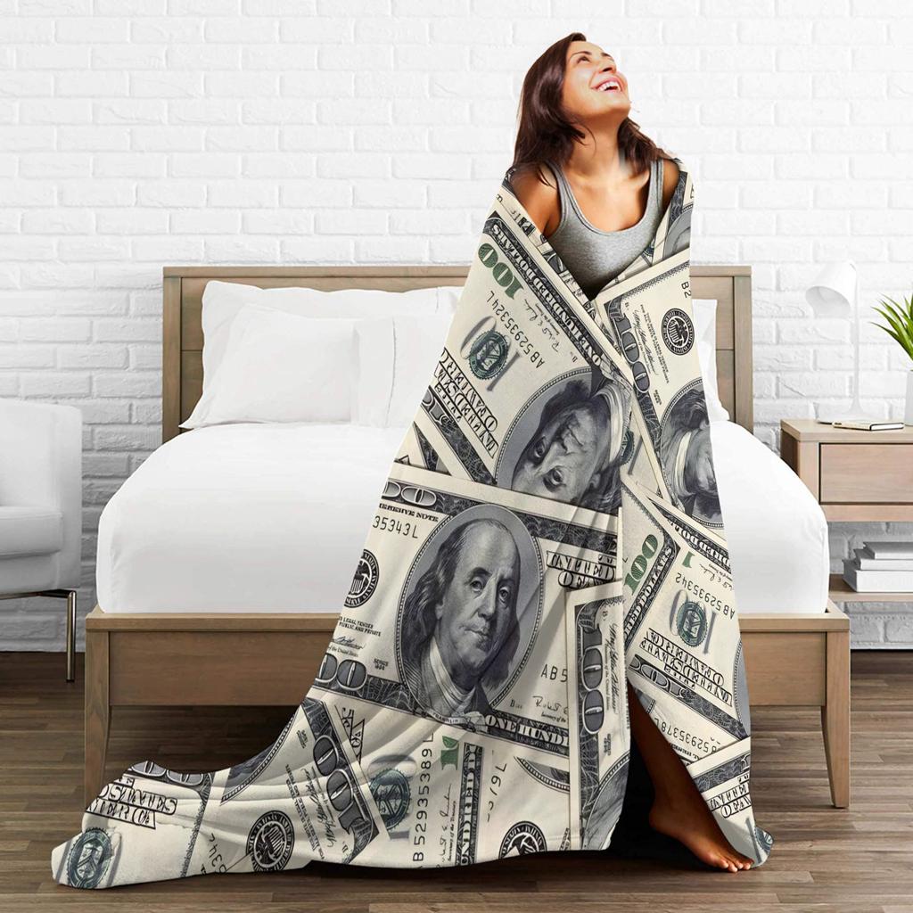 Warm Soft Blanket Camping Play money Bedding Throws Flannel Bedspread For Couch Bed Pattern Sofa Bed Cover