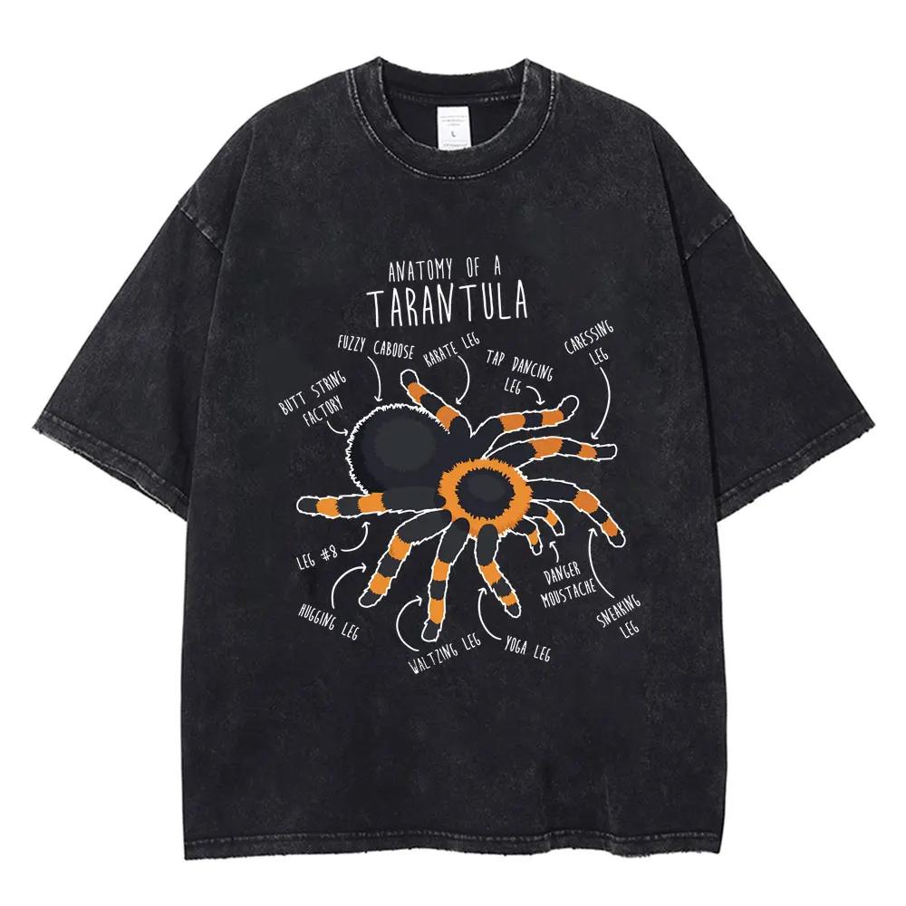Футболка с принтом паука, винтажная, стираная, хип-хоп, мужская, женская, футболка, Harajuku, готика, панк, хлопок, летние свободные футболки, уличная одежда, Y2k