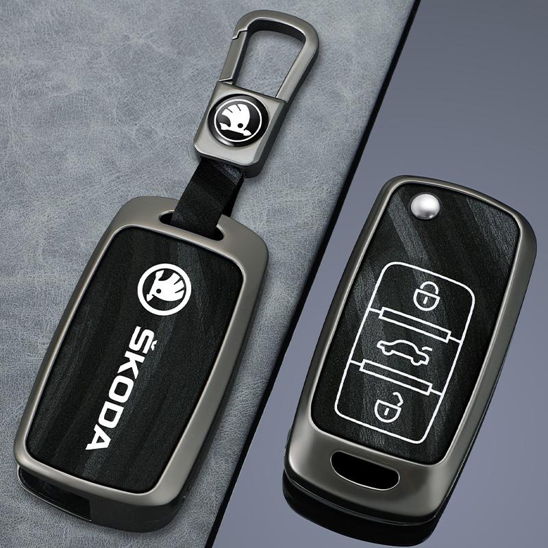 JKFB8 Car Flip Remote Key Fob Case Cover for Skoda Octavia A5 A7 Fabia Superb Kodiaq Karoq Protector Holder Shell Keychain Accessories