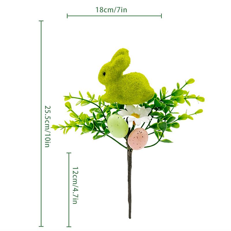 1шт. Композиция на стол из разноцветных цветочных стеблей, креативный кролик из мха, кролик и яйца своими руками, пасхальный букет из искусственных цветов
