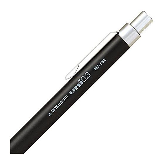Механический карандаш Mitsubishi Pencil Drafting 0.3 мм Черный M3552.24 Рифленая рукоятка Сбалансированный центр тяжести Наконечник 4 мм Кнопочный тип С ластиком Стержень HB