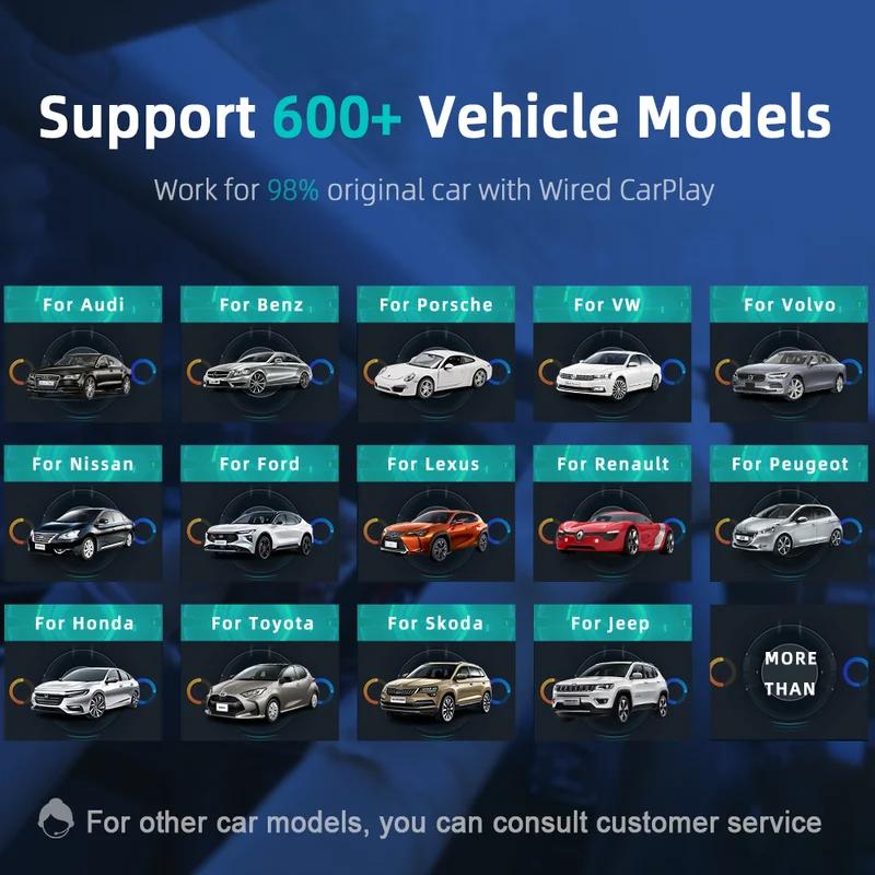 2024 Carplay AI BOX Беспроводная Android Auto Carplay TV Box Автомобильная интеллектуальная система 10 2 ГБ+32 ГБ для Mazda Volvo Benz Toyota Kia Ford