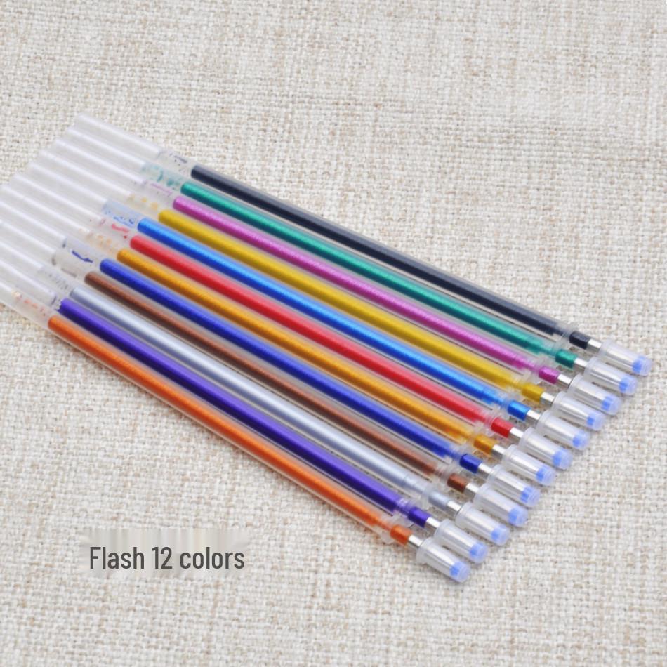 Премиальные гелевые ручки-заправки 100 цветов: 48 вариантов флуоресцентных глиттеров, пастельных перламутровых и многоцветных оттенков с 24 дополнительными цветными заправками