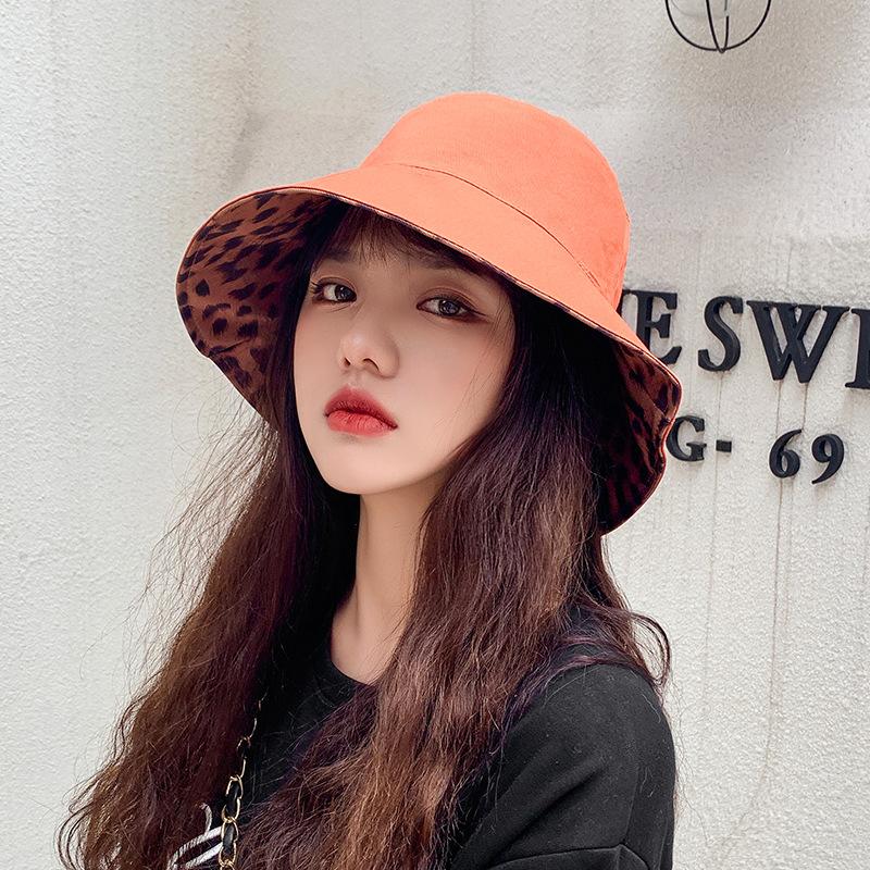 Двусторонняя шляпа-ведро с леопардовым принтом, летняя, новая, универсальная, складная, женская, с плоским верхом, с большим краем, шляпа-тазик