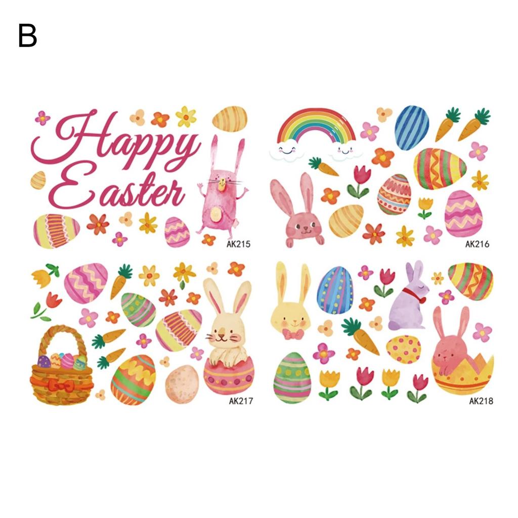 Cartoon Easter Bunny Egg Window Sticker Static Sticker Double-sided Visible Glass Sticker Window Decoration Sticker