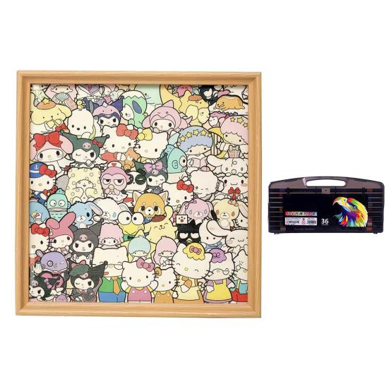 Cartoon Cat Wooden Coloring Puzzle Kit with Photo Frame Marker Pens DIY Hand-Painted Irregular Jigsaw Puzzle Toy Decoration Ornament