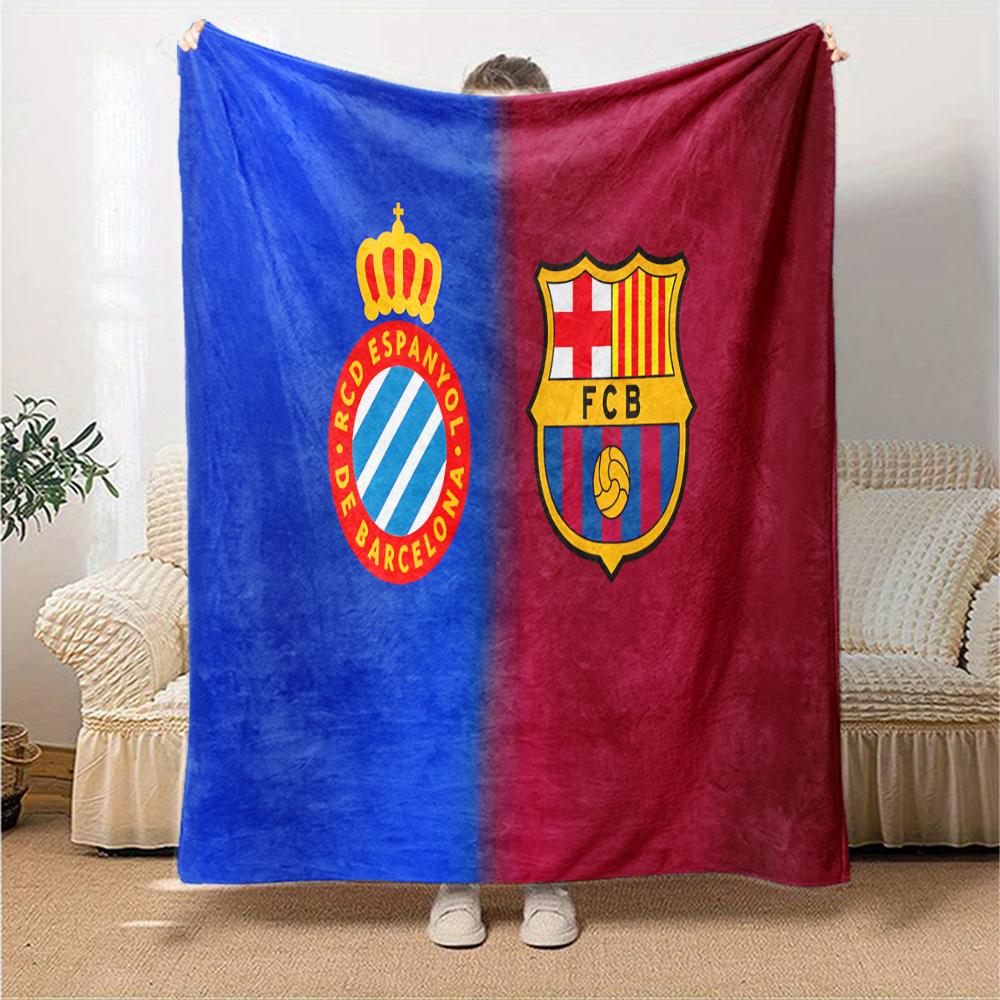 Espanyol Stadium Flannel Blanket, Soft Polyester, Modern Design, All-Season for Camping, Travel, Gifts for holidays or birthdays
