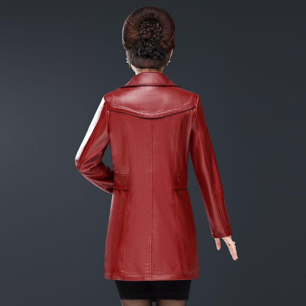 Кожаная куртка для женщин от 40 до 60 лет, облегающая, модная, для среднего и пожилого возраста, куртка и топ