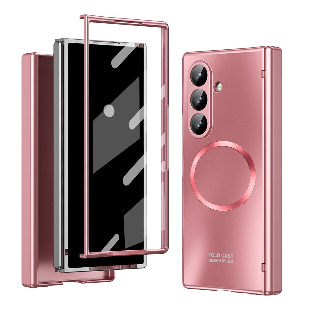 Для Samsung Galaxy Z Fold7 5G Чехол Гальванизированный ПК Магнитная накладка для телефона с защитной пленкой из закаленного стекла