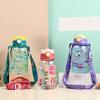 Cute Cartoon Plastic Water Cup With Straw Cup Summer Portable Sports Water Bottle For Outdoor Camping Travel Universal Drinkware