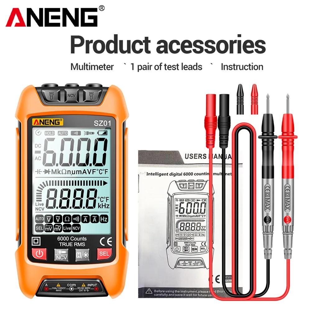 Digital Multimeter Smart ANENG AC/DCVoltage Capacitance Meter 6000 Counts Auto Electrical Temp Resistance Transistor Test tools