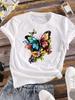 (Asian Size) Women Tee Top Sweet Butterfly Trend 90s Clothing Casual Short Sleeve T Shirt Fashion Print Ladies Female Graphic T-shirts