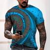 Summer Round Neck 3D Spray Ink Print Top Fashionable Casual Short Sleeved Men's T-shirts