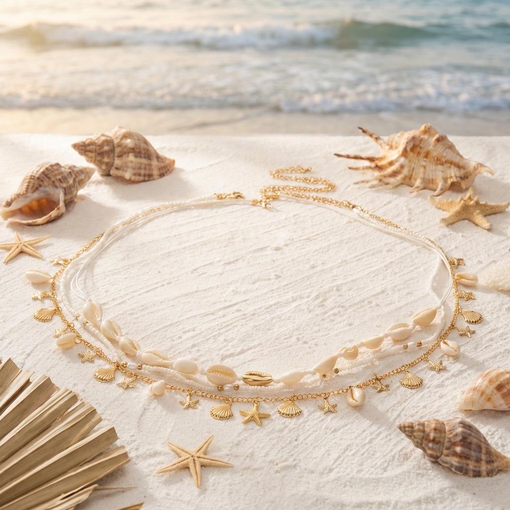 Waist Chain Belt Vacation Beach Shell Seed Bead Starfish 3 Layer Belly Body Jewelry