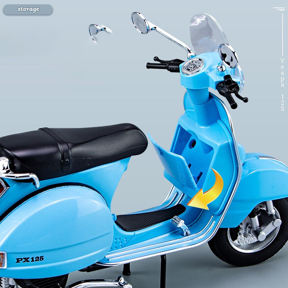 1/10 весы Vespa 125 Urban Mini Модель мотоцикла из литого металла для отдыха, игрушка для мотоцикла, имитация звука и света, подарок для детей