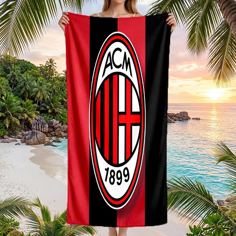 Пляжное полотенце AC Milan Мягкое из микрофибры Летнее полотенце Быстросохнущее Впитывающее полотенце для пляжа Бассейна Путешествий