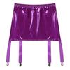 Womens Wet Look Patent Leather Garter Belt Skirt High Waist Suspenders with Metal Buckle Clips Plus Size