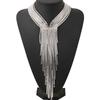 Rhinestone Fashionable Decorative Long Tassel Design Women Necklace Metal