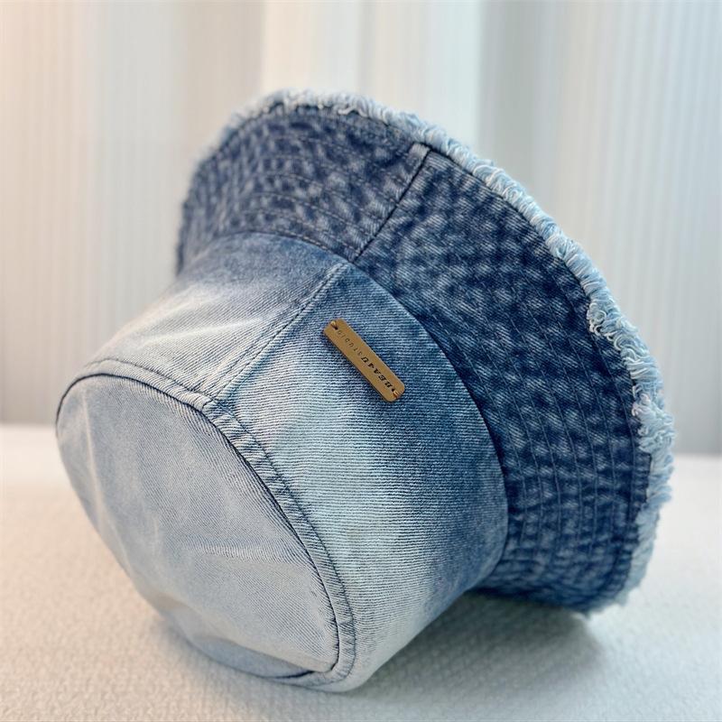 Весенняя новинка, постепенные изменения, необработанный край, вымытая джинсовая панама, женская шляпа для отдыха, солнцезащитный козырек, женская панама