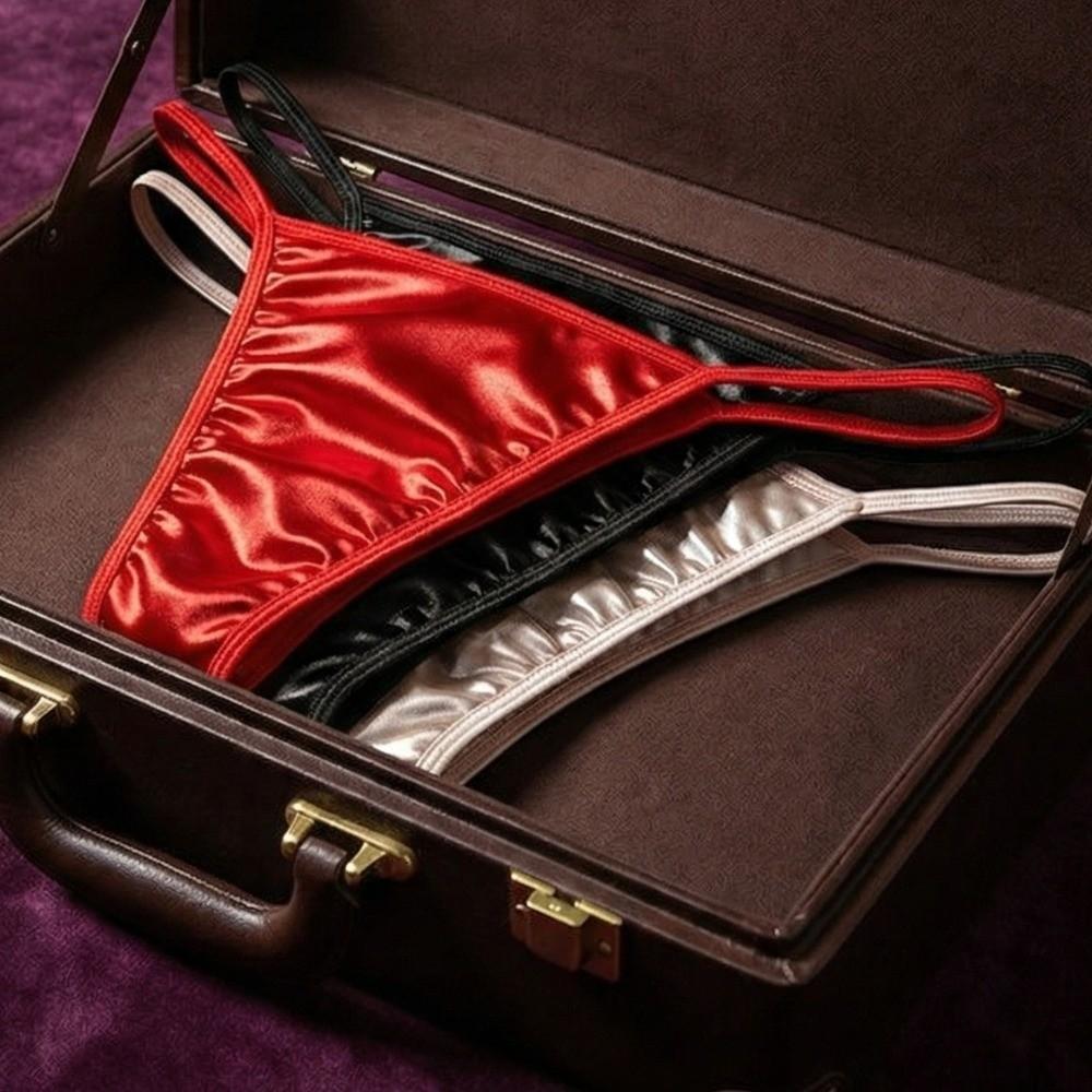 Sexy Satin Low Rise Mini T-back G Strings Men's Panties Thongs Sexy Briefs