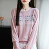 Весенне-осенний новый вязаный кардиган с круглым вырезом и длинными рукавами, женский свободный топ-пальто с жаккардовым узором и бантом