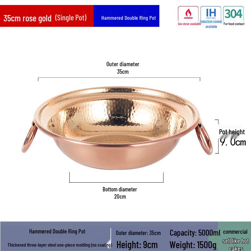 Large Capacity Stainless Steel Copper-Style Hot Pot for Mutton, Lamb, and Fish