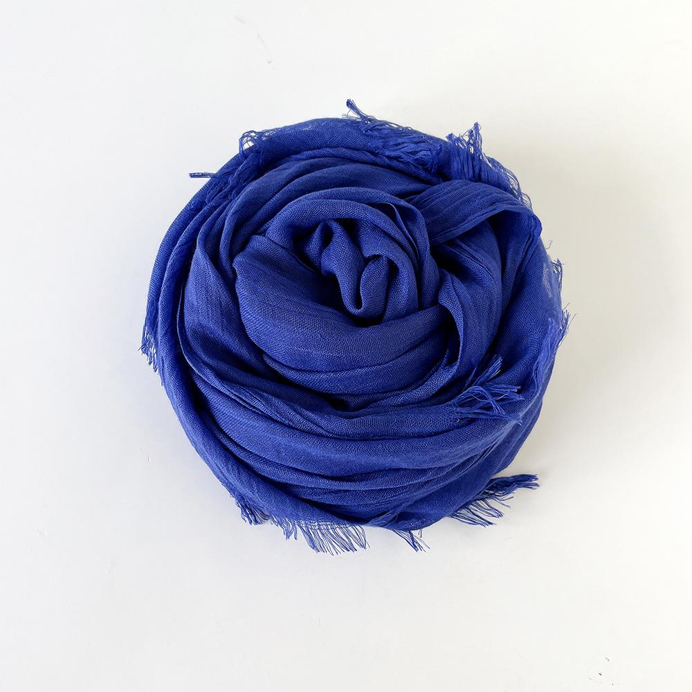 Solid Color Scarf Cotton and Linen Shawl Yarn Women's Summer Sunscreen Headscarf Retro Yarn Lengthened