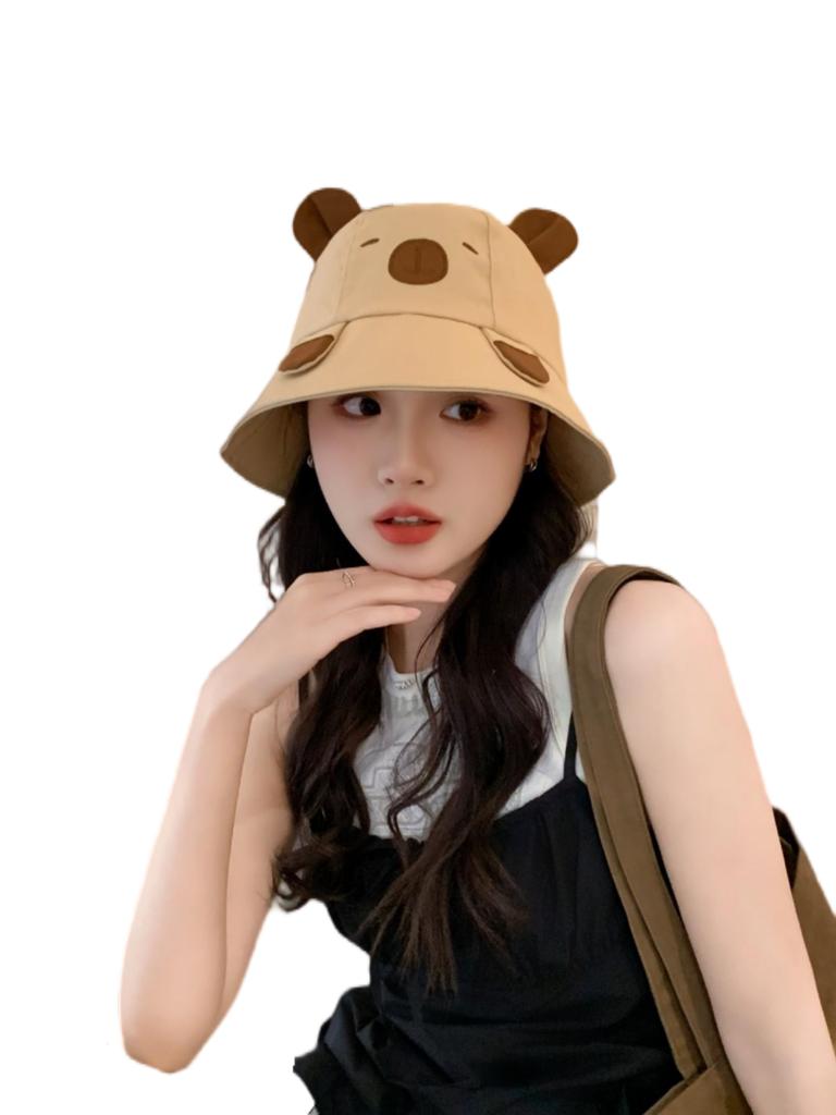 Spring Summer Bucket Hat For Women Men Cute Dog Ear Bear Nose Cartoon Fisherman Hat Outdoor Sun Hat Mountain Travel Beach Cap