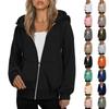 Women's Fashionable Loose Fleece Hooded Casual Cardigan With Zipper Sweatshirt