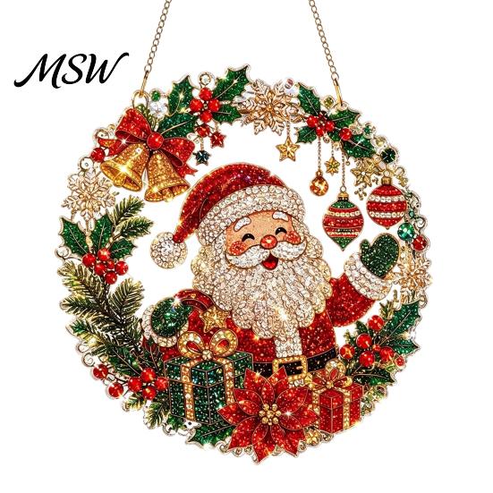 Rhinestone Painting Suncatcher Kit Christmas Kit, DIY Faux Pearl Art Ornament Craft Crafts for Adults Beginner, Acrylic Xmas Handmade Ornaments