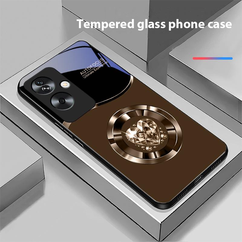 Круглый бриллиант для Oppo A79 5G 58 78 74 60 4G Reno 11F Realme GT 6 11 Note 50 10 C55 X2 Закаленное стекло Черный чехол для телефона