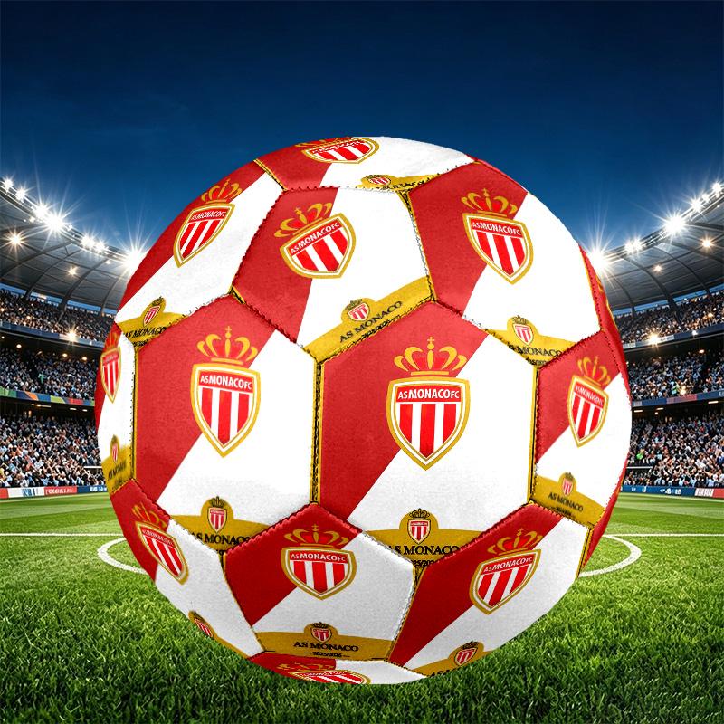 AS Monaco Print Size 5 Soccer Ball, PU Wear Resistant Football for Match Training and Daily Practice, Birthday Gift for Soccer Fans