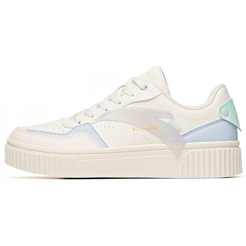 Anta Life Collection Slip Resistant Abrasion Resistant Low top Skateboard Shoes Women's White Blue 922228021-2