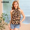 Летний женский жилет с леопардовым принтом, тонкая висячая шея, тонкая рубашка без бретелек без рукавов, сексуальная рубашка Spice Girls