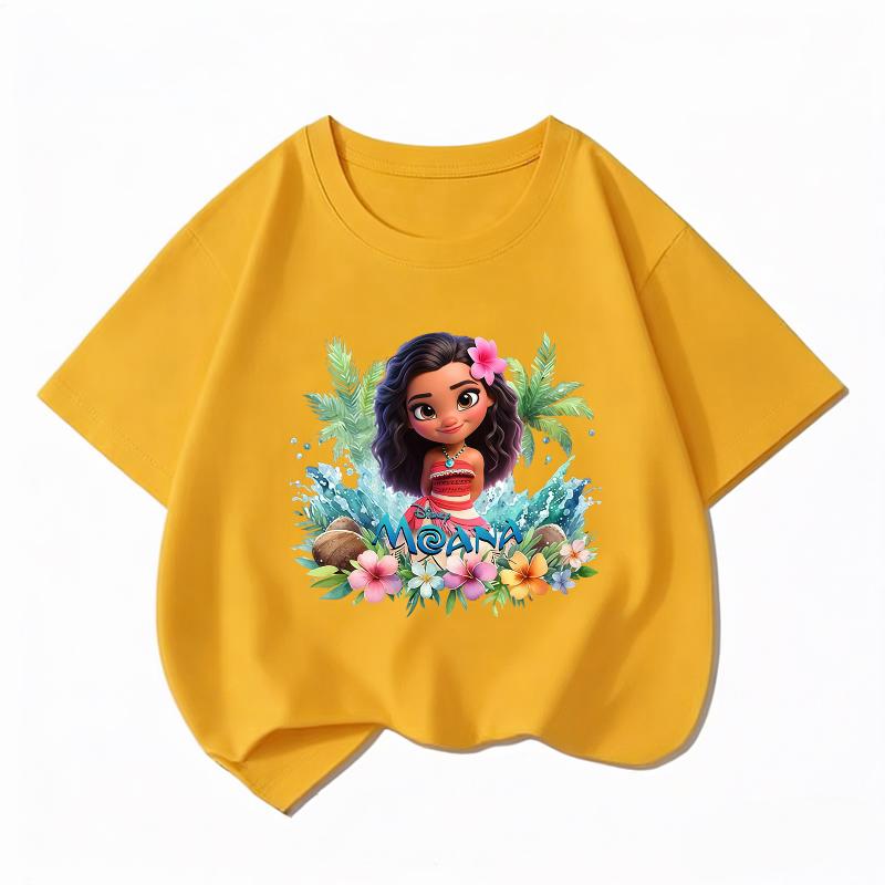Potdemiel Disney Моана 2 Новая детская футболка 100% хлопок, для мальчиков и девочек, повседневная, удобная, дышащая детская футболка