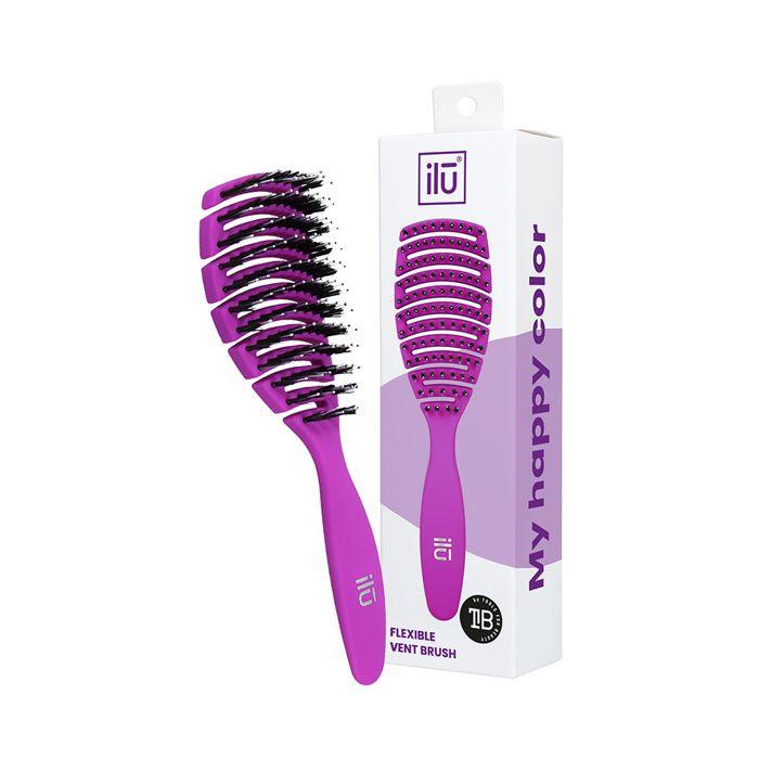 Detangling Brush - ILŪ - Easy Detangling Hair Brush - Violet - Flexible Design - Vegan Bristles