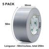 BOMEI PACK Unil - Ruban Adhésif Toilé Gris, Heavy Duty Duct Tape 5 rouleaux 50 mm x 50 m pour les travaux de réparation, fixatio32