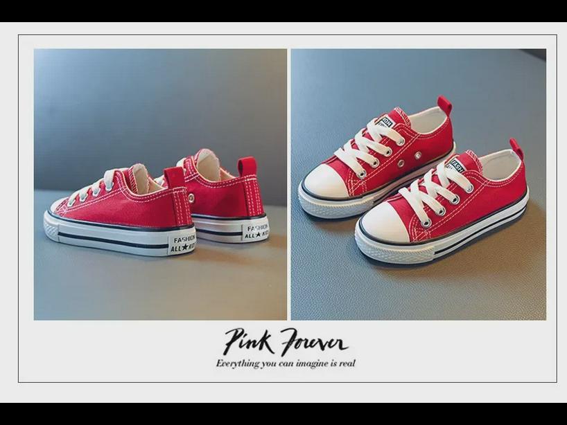Children's Low-Top Lace-Up Canvas Sneakers - 2024 Spring Collection, Candy Colors, Parent-Child Shoes for Boys and Girls
