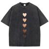 Love Heart Graffiti Printed Washed TShirt Womens Cotton Tops Comfortable Distressed ONeck Streetwear Summer Womans Clothes