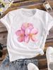 (Asian Size) Women Sweet Flower Trend 90s Tee Top Clothing Ladies Casual Short Sleeve T Shirt Fashion Print Lady Female Graphic T-shirts