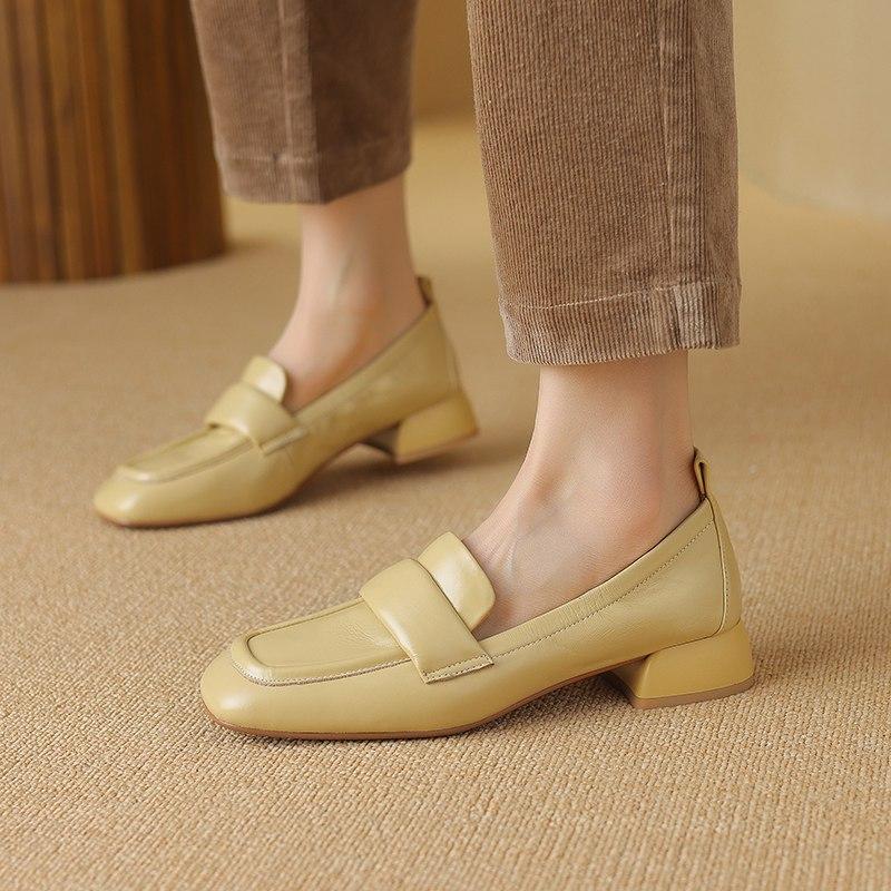 Krazing Pot Весенние туфли на низком каблуке из коровьей кожи с квадратным носком, лоферы без шнуровки, броги, женские туфли-лодочки для отдыха