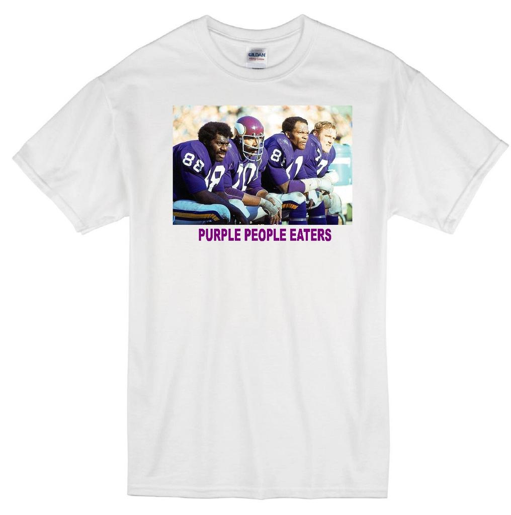 ФУТБОЛКА БЕЛАЯ С ЗАЩИТНОЙ ФОРМОЙ MINNESOTA VIKINGS "ПОЖИРАТЕЛИ ФИОЛЕТОВОГО"