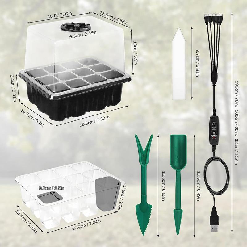 Поддоны для рассады Стартовый набор с подсветкой для растений Поддоны для растений для внутреннего сада с 8 светодиодными лампами для растений Управление временем Клонирование и