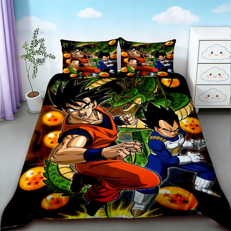 Dragon Ball Duvet Cover Set Goku Cartoon Bedding Set Soft and Comfortable for Children Bedroom Decor Queen King Size