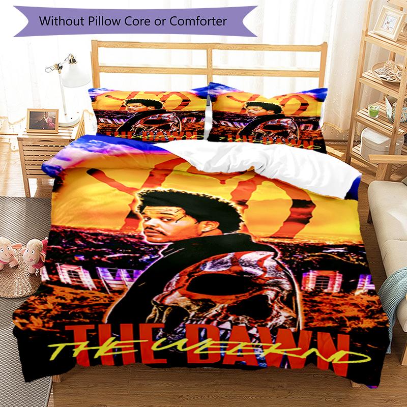 3pcs The Weeknd1 pattern bedding set duvet cover set includes duvet cover &pillowcases, perfect all season bedroom decoration & gift