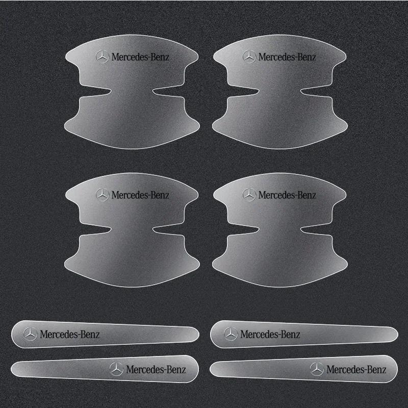 8pcs Car Door Handle Anti Scratche Protector Film Decal Sticker For Mercedes Benz B/C/E/S Class A C200 GLC GLE CLA W166 W163 AMG DN6