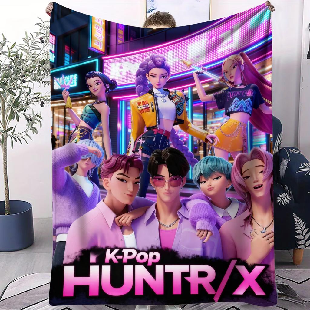 K-pop Горячая Группа HUNTR/X & SajaBoys Флисовое Одеяло Милое Аниме Супер Теплое Качество для Путешествий Офиса Дома Дивана Обязательный Подарок для Фанатов
